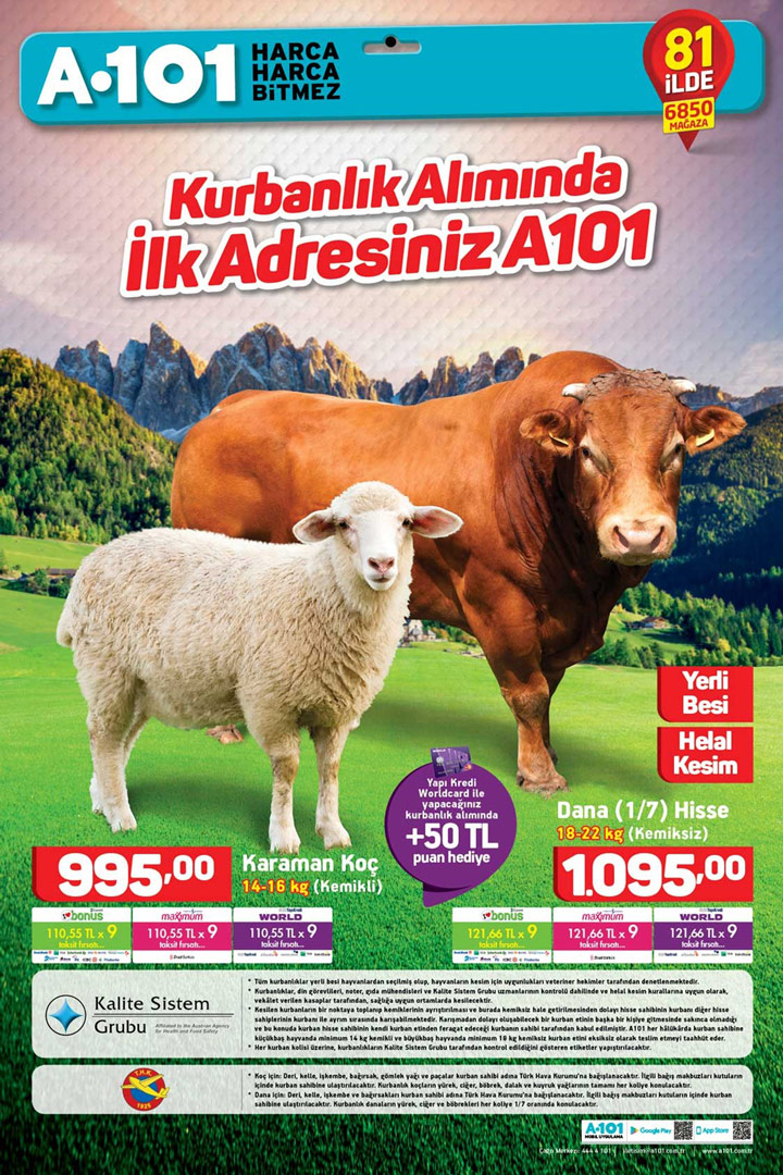 A101 Kurbanlık Ürünleri | A101 2017 Kurban Bayramı