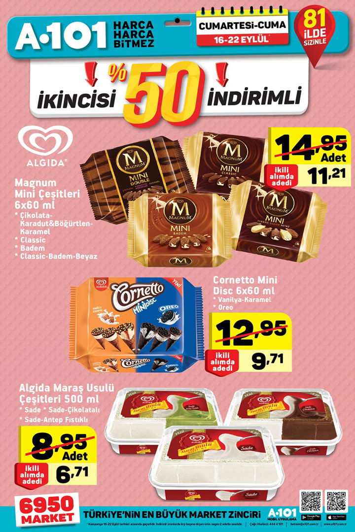 A101 16 – 22 Eylül Aktüel Algida Ürün İndirimleri