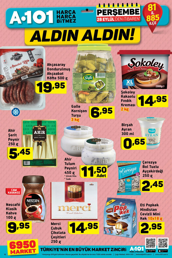 A101 28 Eylül Perşembe Gıda Aktüel Ürün Sayfası