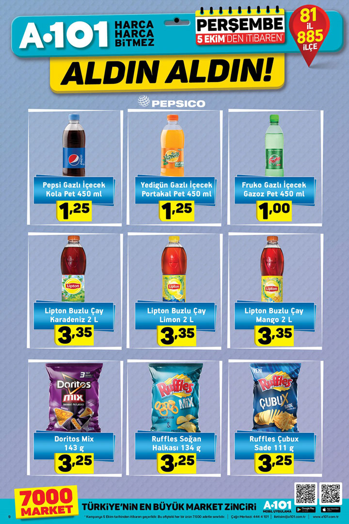 A101 5 Ekim Pepsico Aktüel İndirimli Ürünleri