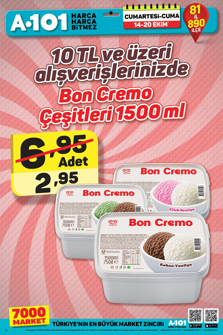A101 14 & 20 Ekim Aktüel Dondurma İndirimi