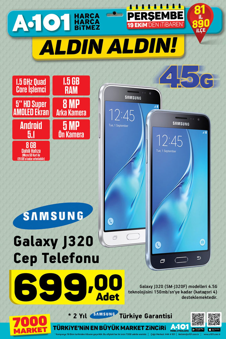 A101 19 Ekim Samsung Galaxy J320 İncelemesi Hakkında