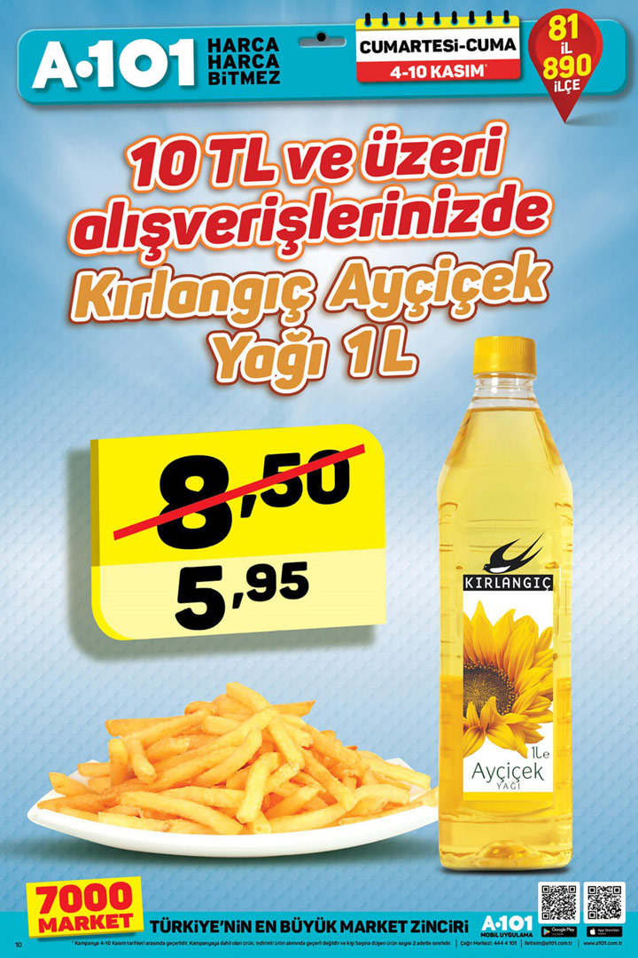 A101 4 Kasım 10 TL Alışverişte Geçerli Aktüel Fırsatı