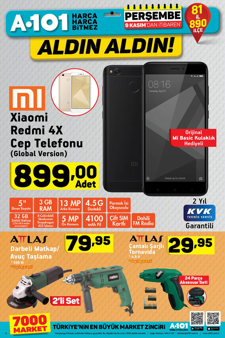 A101 9 Kasım Xiaomi Redmi 4X ve Dahası Aktüel Ürünler
