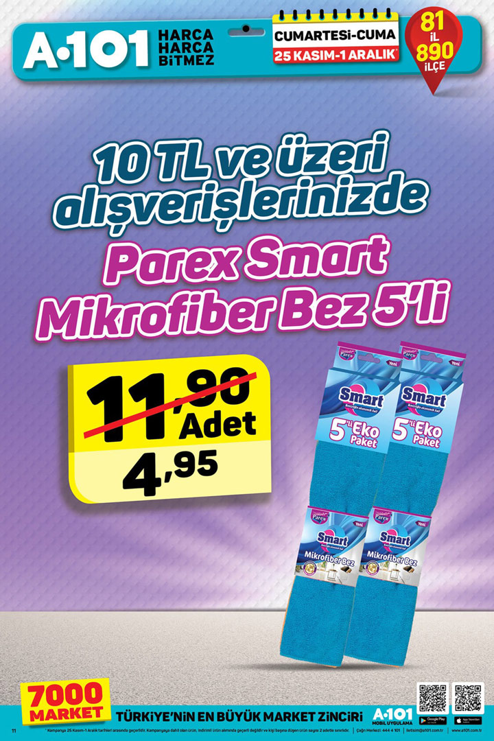 A101 25 Kasım 2017 Efsane İndirimli Ürün Kampanyası