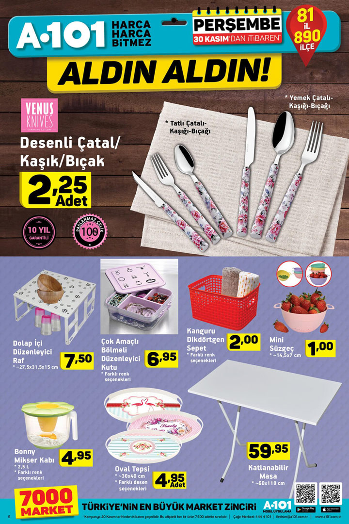 A101 30 Kasım İtibari İle Geçerli Aktüel Ürünler