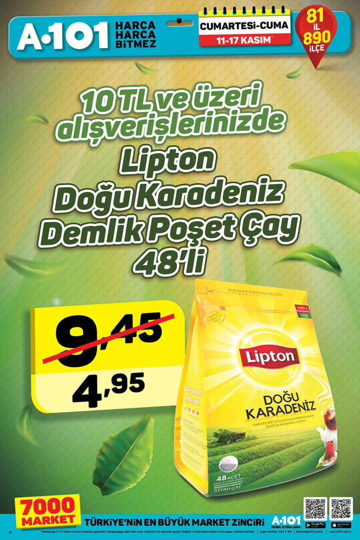 A101 Hafta Sonu 11 Kasım – 17 Kasım Lipton Fırsatı
