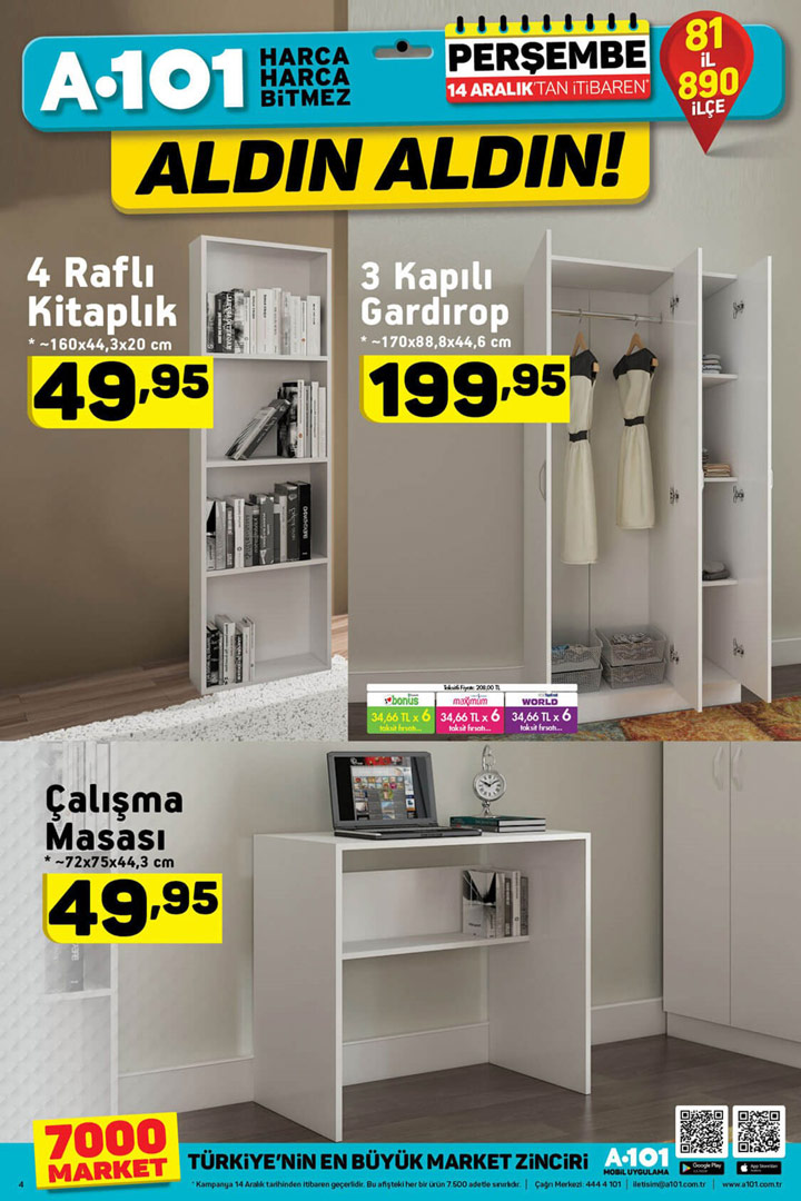 A101 14 Aralık Mobilya ve Ahşap Aktüel Sayfası