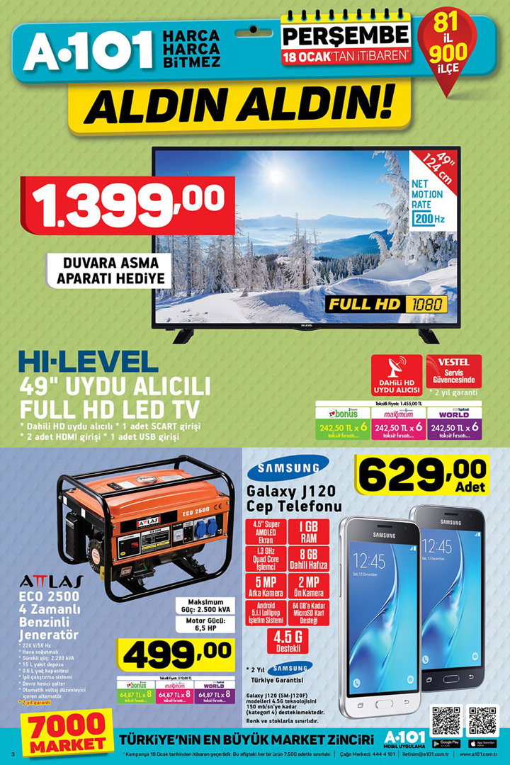 A101 18 Ocak Aktüel İndirim ve Fırsat Kampanyaları