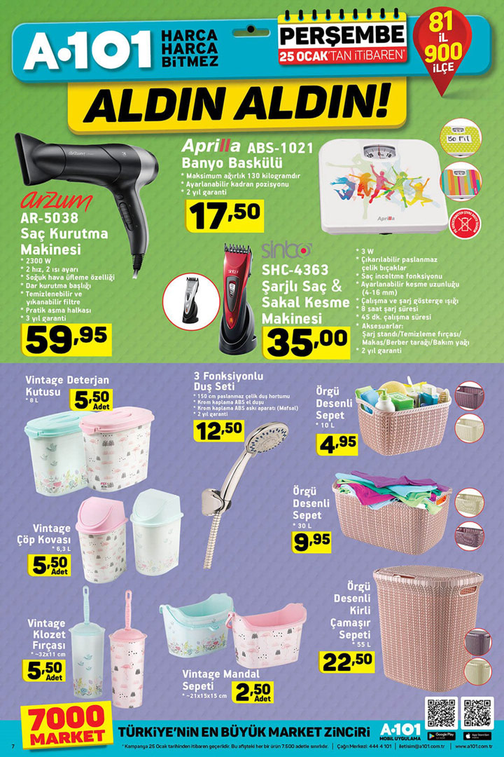 A101 25 Ocak Banyo Aktüel Fırsatları Kataloğu