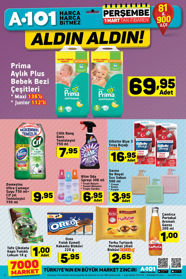 A101 1 Mart Bebek Bezi ve Temizlik Ürünleri