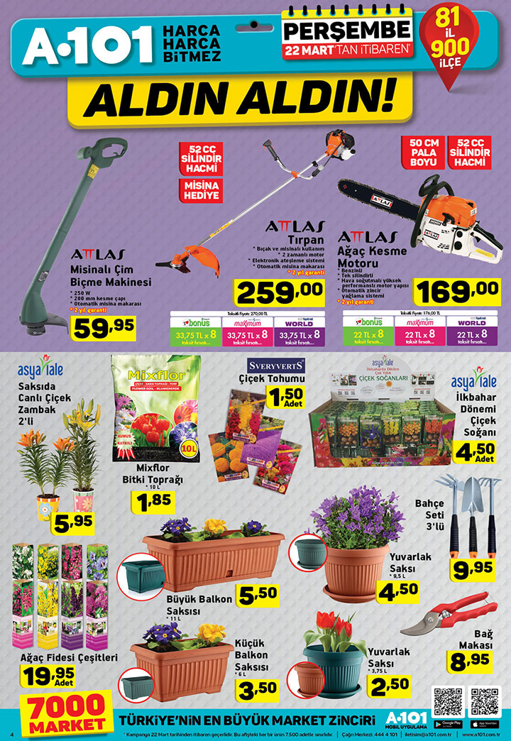 A101 22 Mart Bahçe ve Balkon Aktüel Ürünleri
