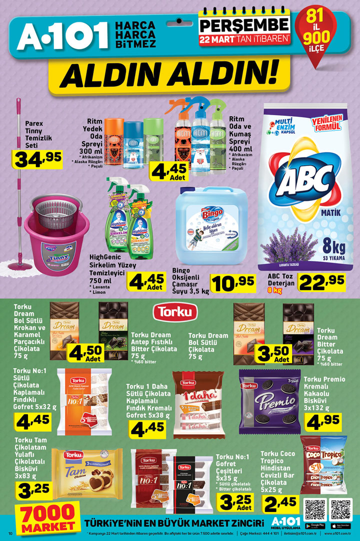 A101 22 Mart Gıda & Temizlik Ürünleri Aktüel Fırsatları