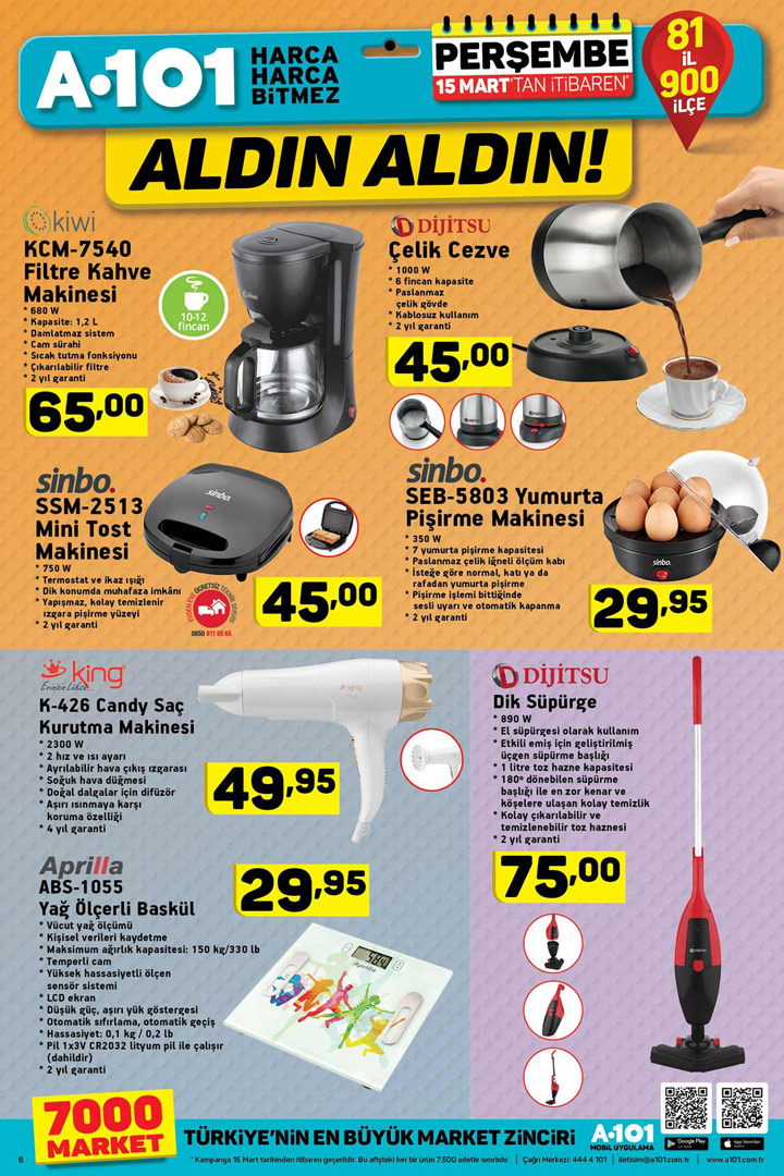 A101 Aktüel, 15 Mart 2018 Perşembe Kampanya Broşürleri