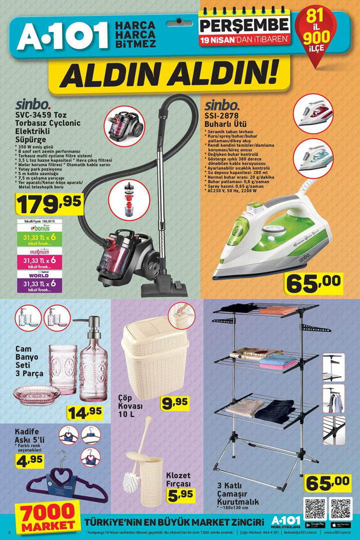 A101 19 Nisan Aktüel Ürün Fırsatları Kampanyalı Katalog