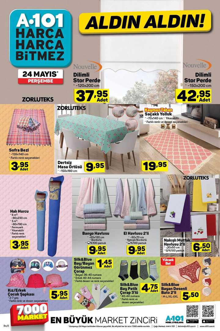 A101 24 Mayıs Aktüel Ürünleri Ev Tekstili İndirimleri