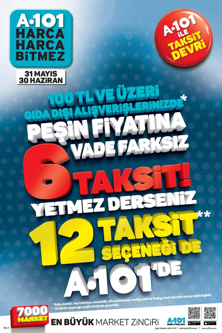 A101 31 Mayıs & 30 Haziran Taksit Devri Aktüel Kampanyası