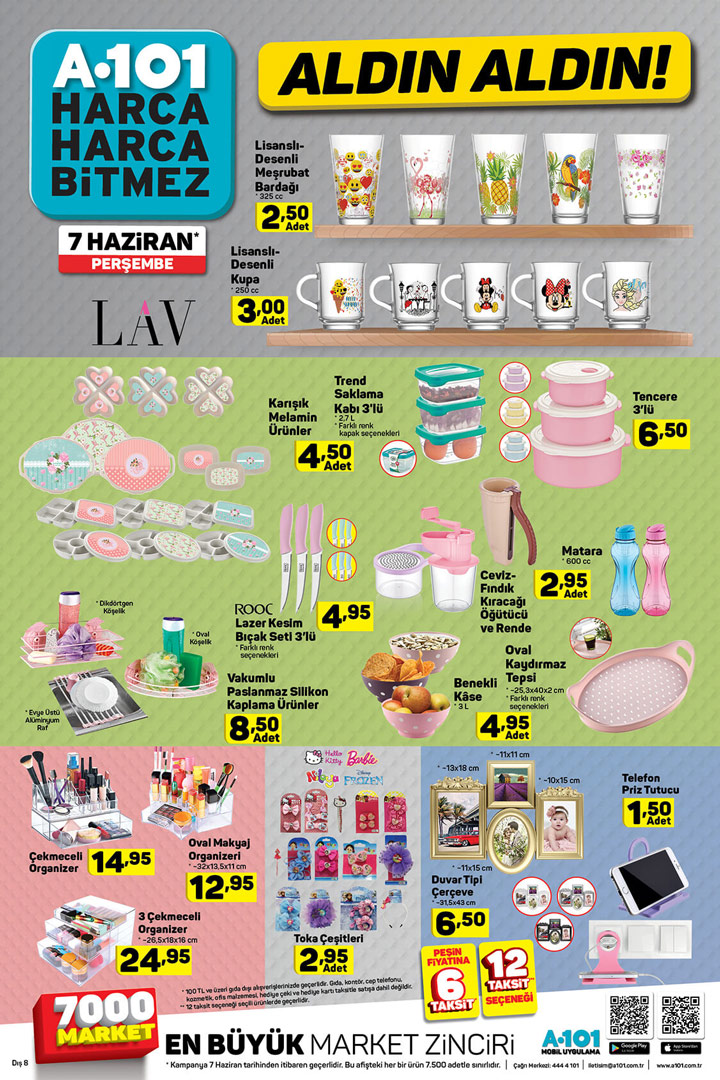 A101 7 Haziran 2018 Perşembe Mutfak Ürünü Sayfası