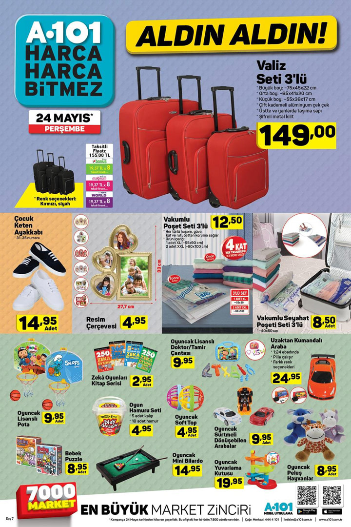 A101 Aktüel, Aldın Aldın 24 Mayıs 2018 Perşembe Katalog