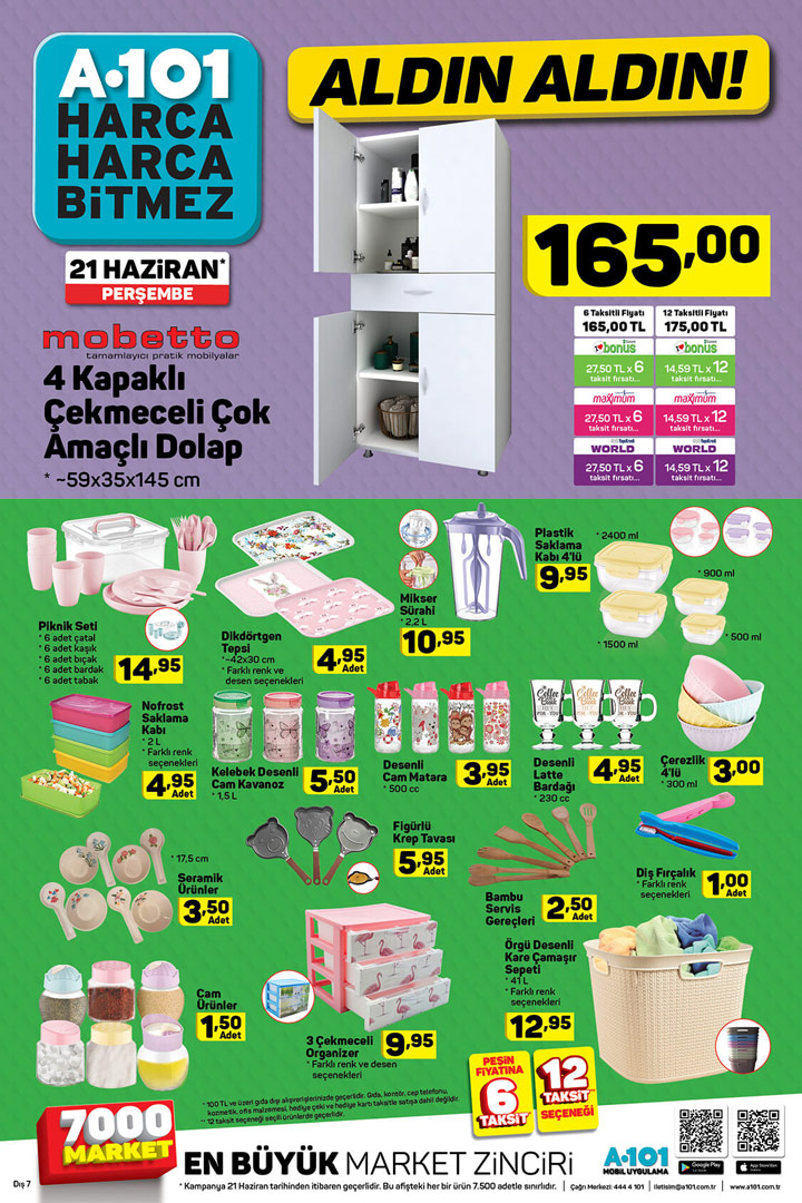 A101 21 Haziran Aktüel İndirimli Fırsat Sayfası