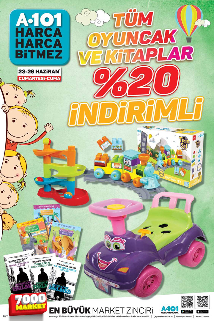 A101 23 Haziran Oyuncak ve Kitaplarda %20 İndirim Kampanyası