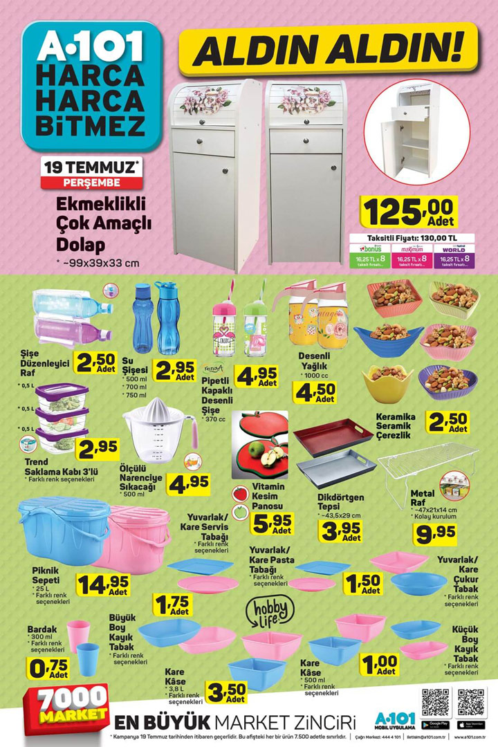 A101 19 Temmuz 2018 Perşembe Mutfak Ürünü Fırsatları