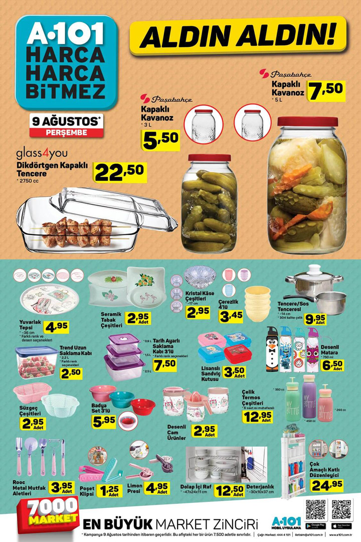 A101 – 9 Ağustos Perşembe – Aktüel Perşembe Fırsatı