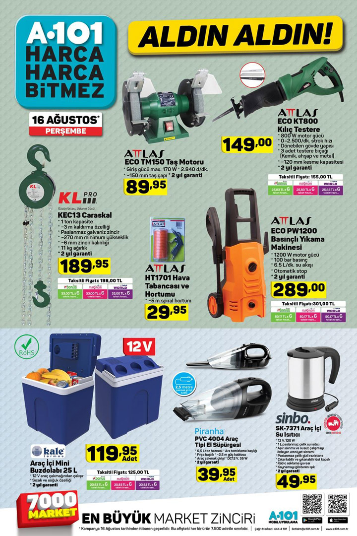 A101 16 Ağustos 2018 Aktüel Ürünleri Fırsat Listesi