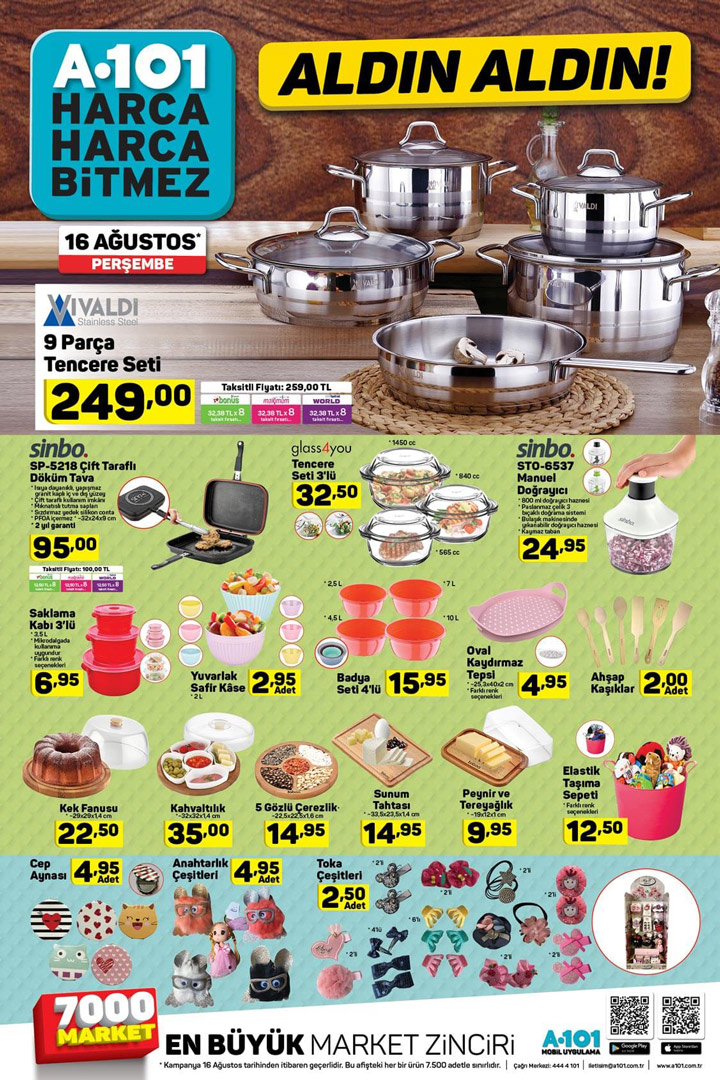 A101 16 Ağustos Aktüel İndirimli Gözde Fırsatlar