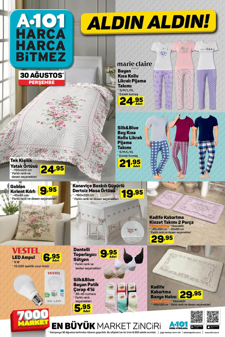 A101 30 Ağustos Aktüel Kampanya Sayfası Fırsatları