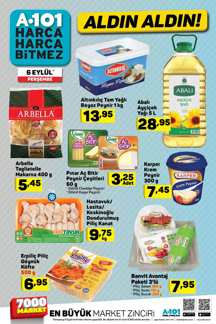 A101 6 Eylül Gıda Ürünleri Aktüel Sayfsı