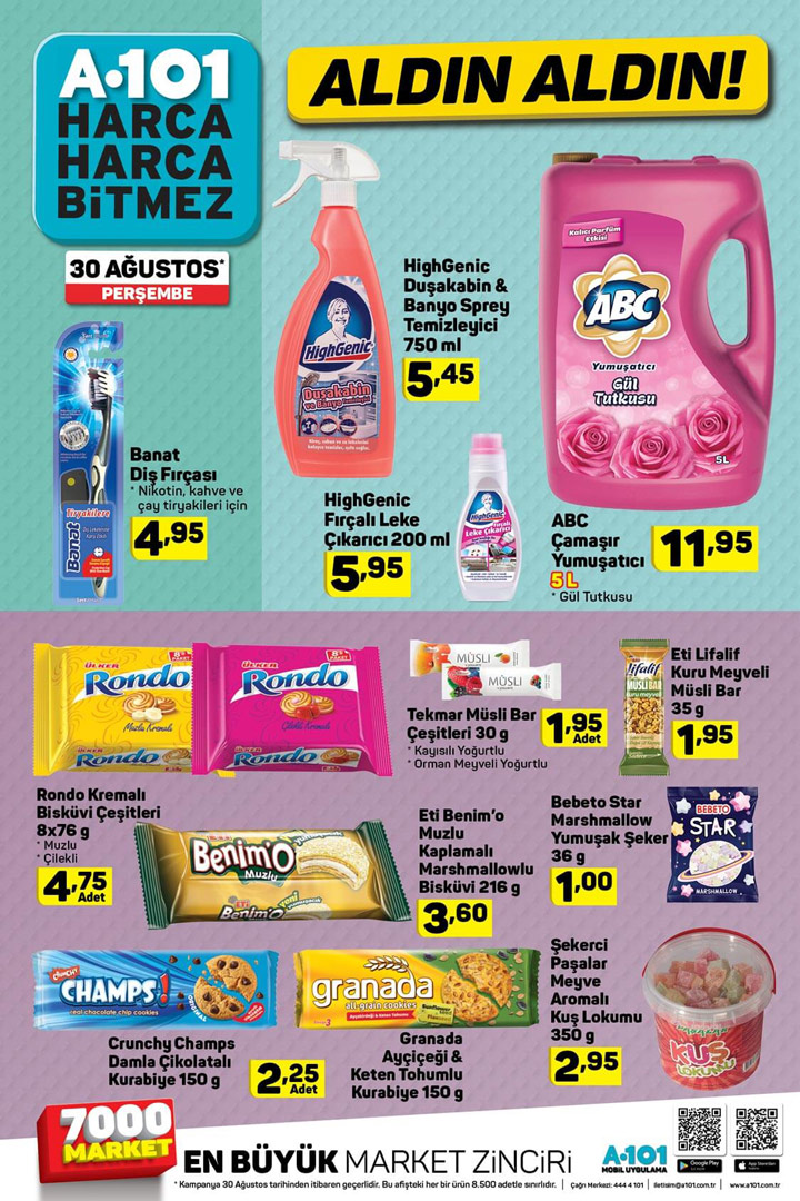 A101 Market 30 Ağustos 2018 Perşembe Temizlik Spot Ürünleri