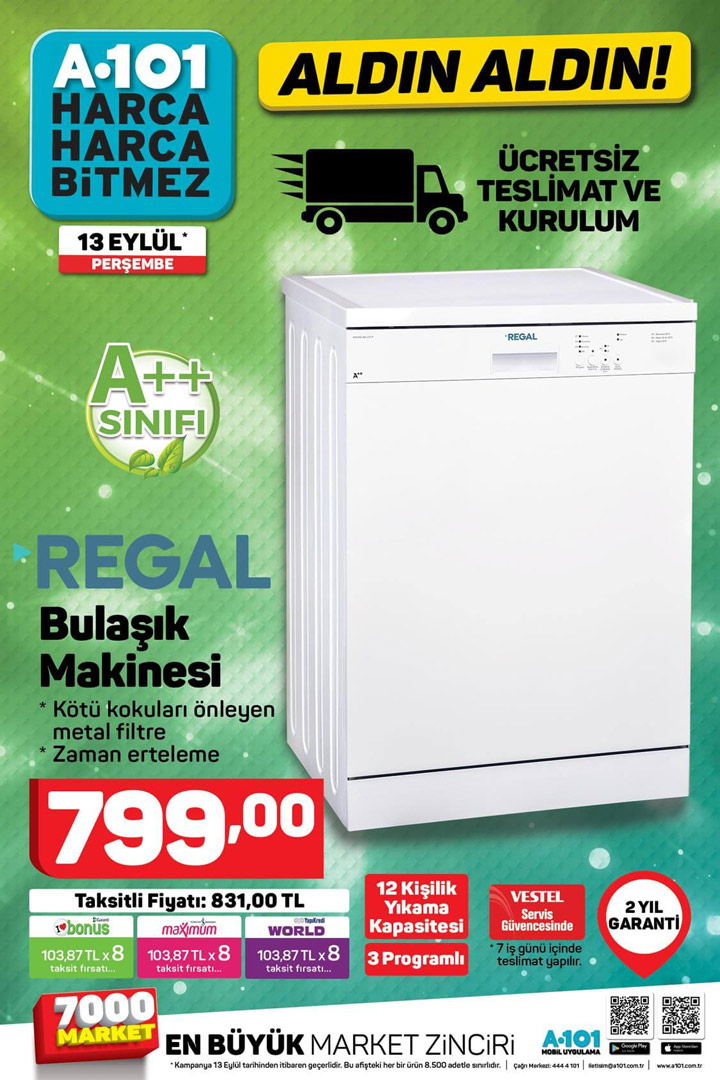 A 101 Aktüel 13 Eylül Özel Ürünler – Bulaşık Makinesi