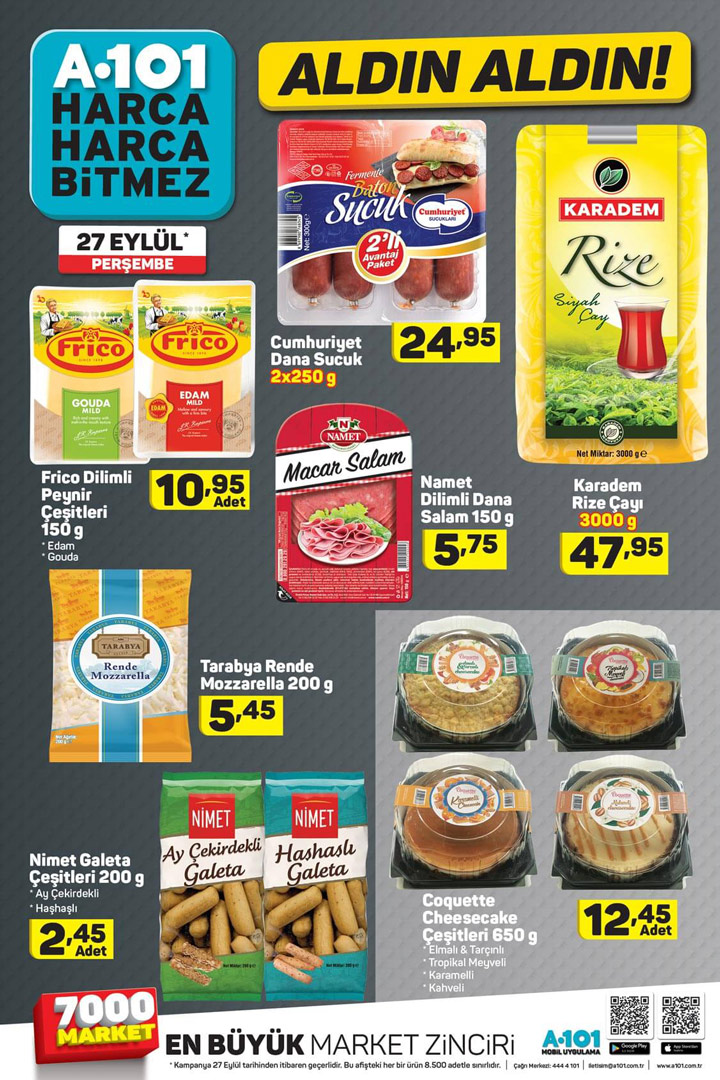 A101 27 Eylül Aktüel Gıda Ürünleri Kampanyaları