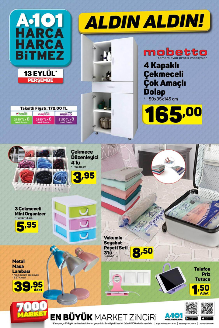 A101 Aktüel, 13 Eylül 2018 Perşembe Aldın Aldın Fırsatları