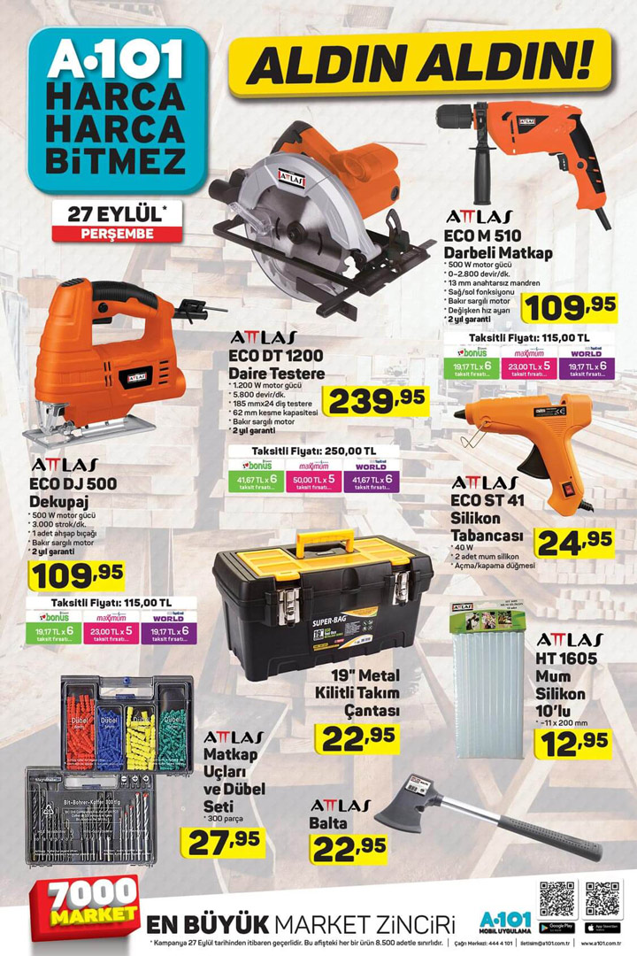 A101 Aktüel, 27 Eylül Onarım & Hobi Aktüel Ürün Sayfası