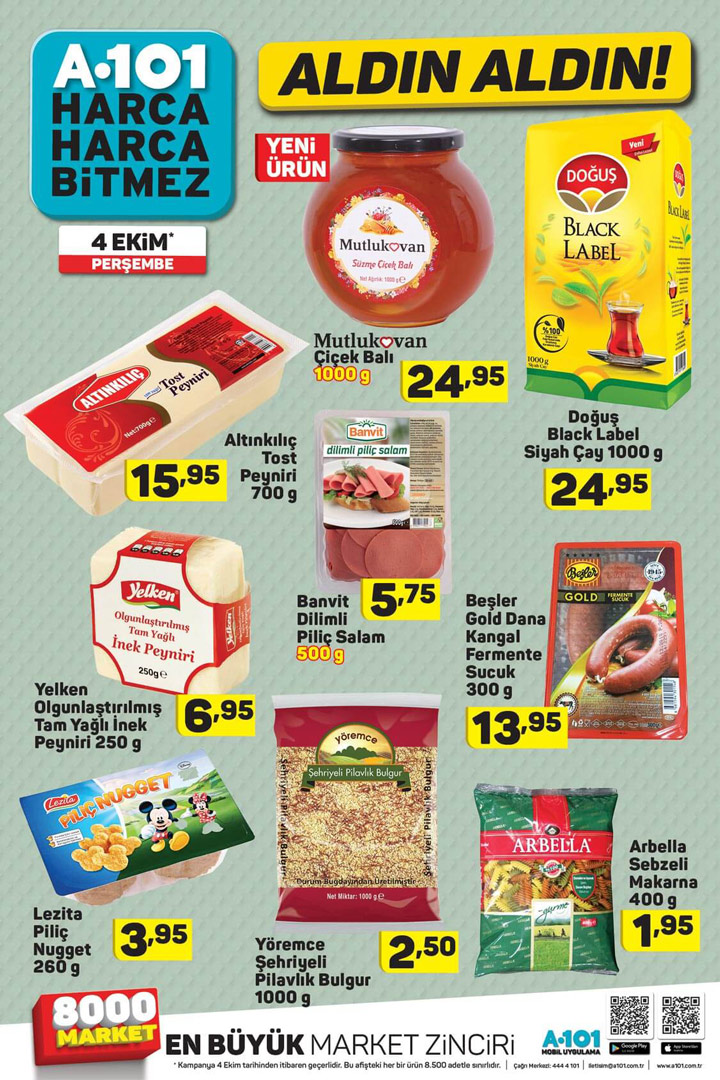 A101 Market, 4 Ekim 2018 Aldın Aldın Fırsatları