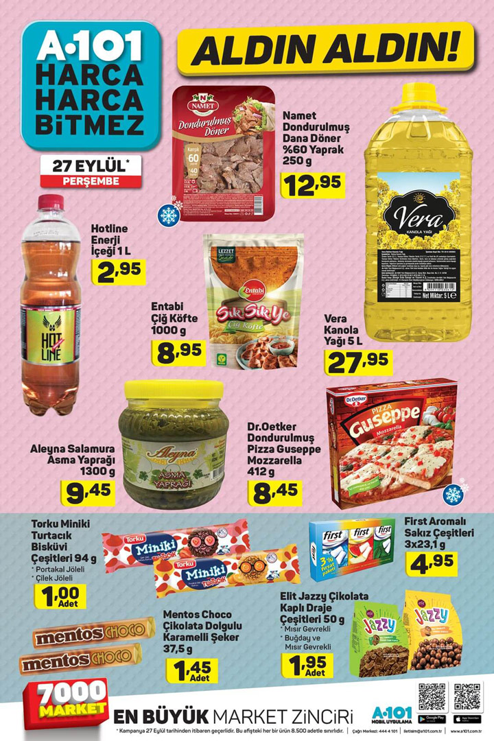 A101 Market Ürünleri 27 Eylül Perşembe Avantajları
