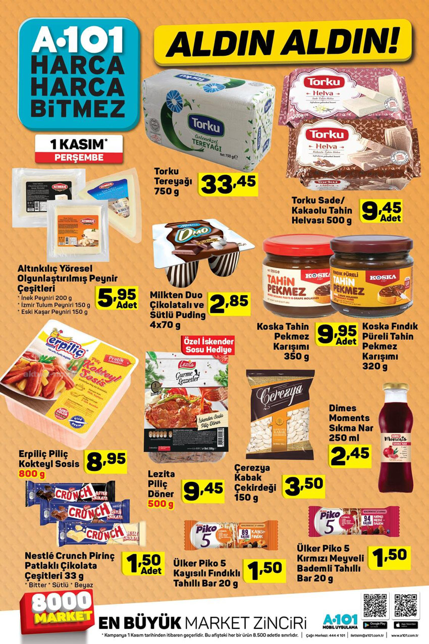 A101 01 Kasım 2018 Gıda Ürünleri Kataloğu