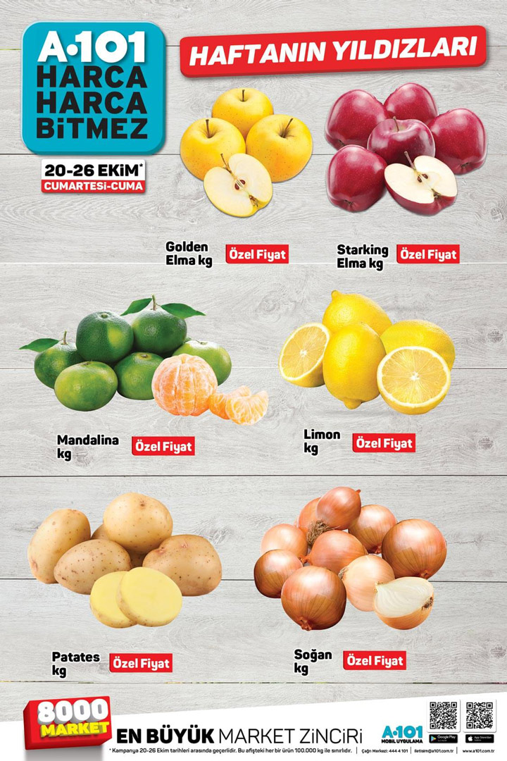 A101 20 – 26 Ekim Aktüel ve Taze Ürünler