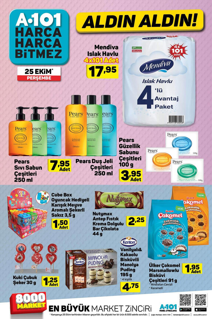 A101 25 Ekim Perşembe Temizlik ve Gıda Aktüel Katalog