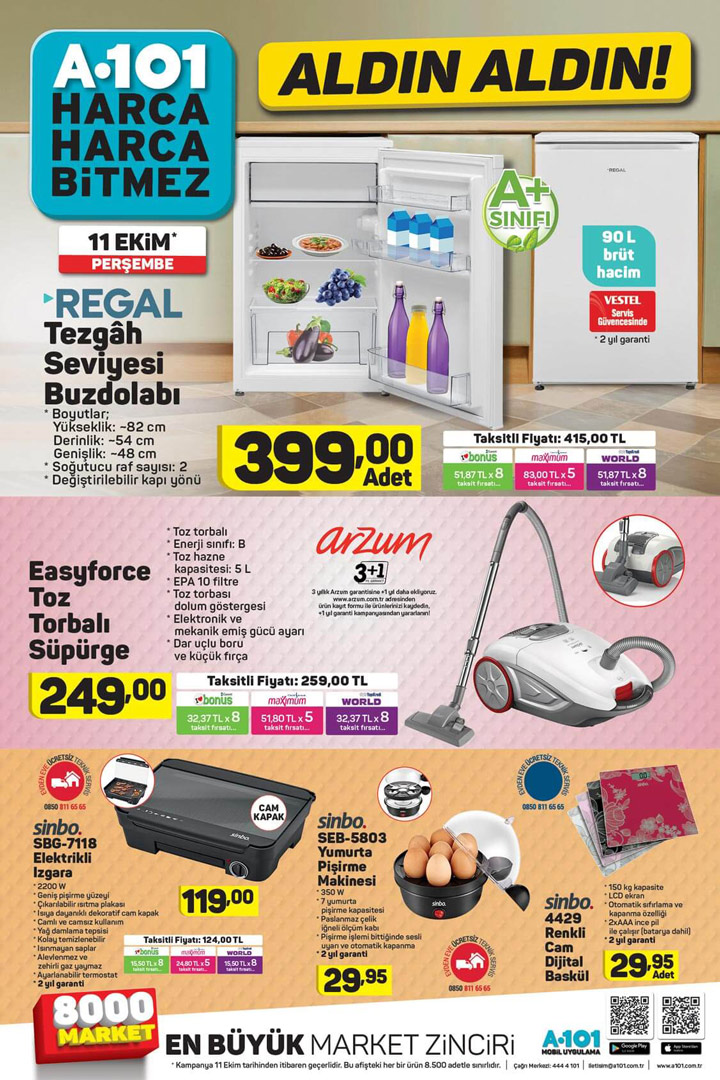 A101, Yeni Fırsatları 11 Ekim Aktüel Katalogu