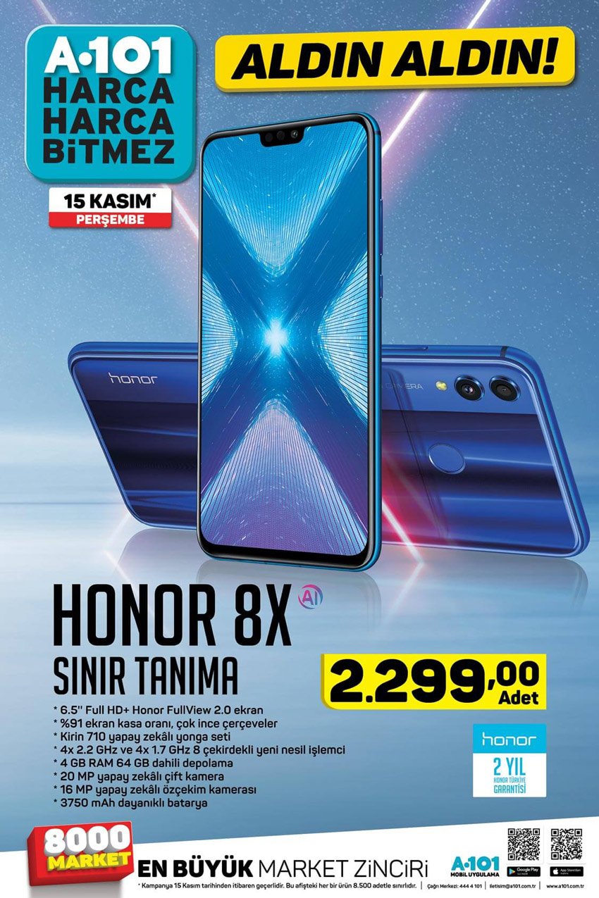 A101 15 Kasım Honor 8X Cep Telefonu Ürün İncelemesi