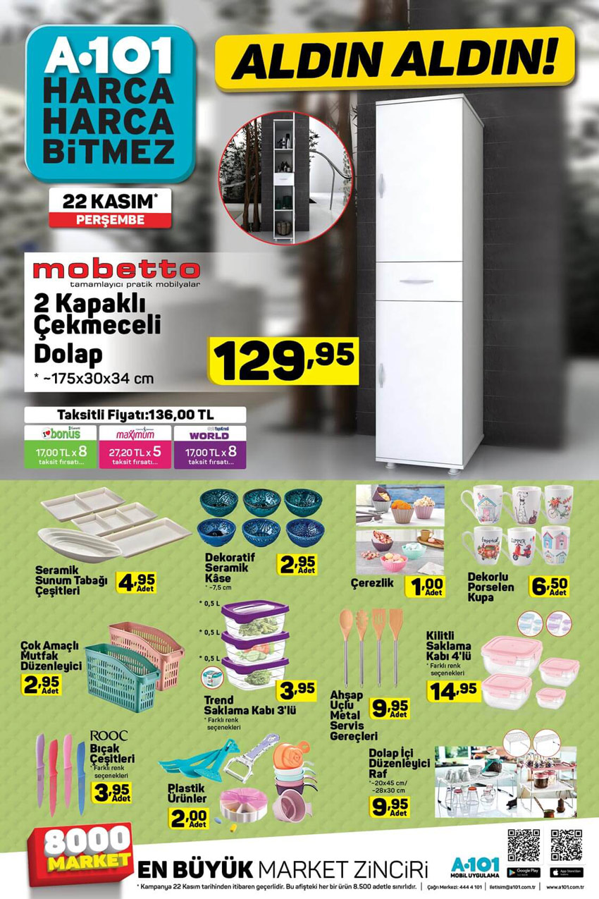 A101 22 Kasım Mutfak Aktüel Ürünleri Kataloğu