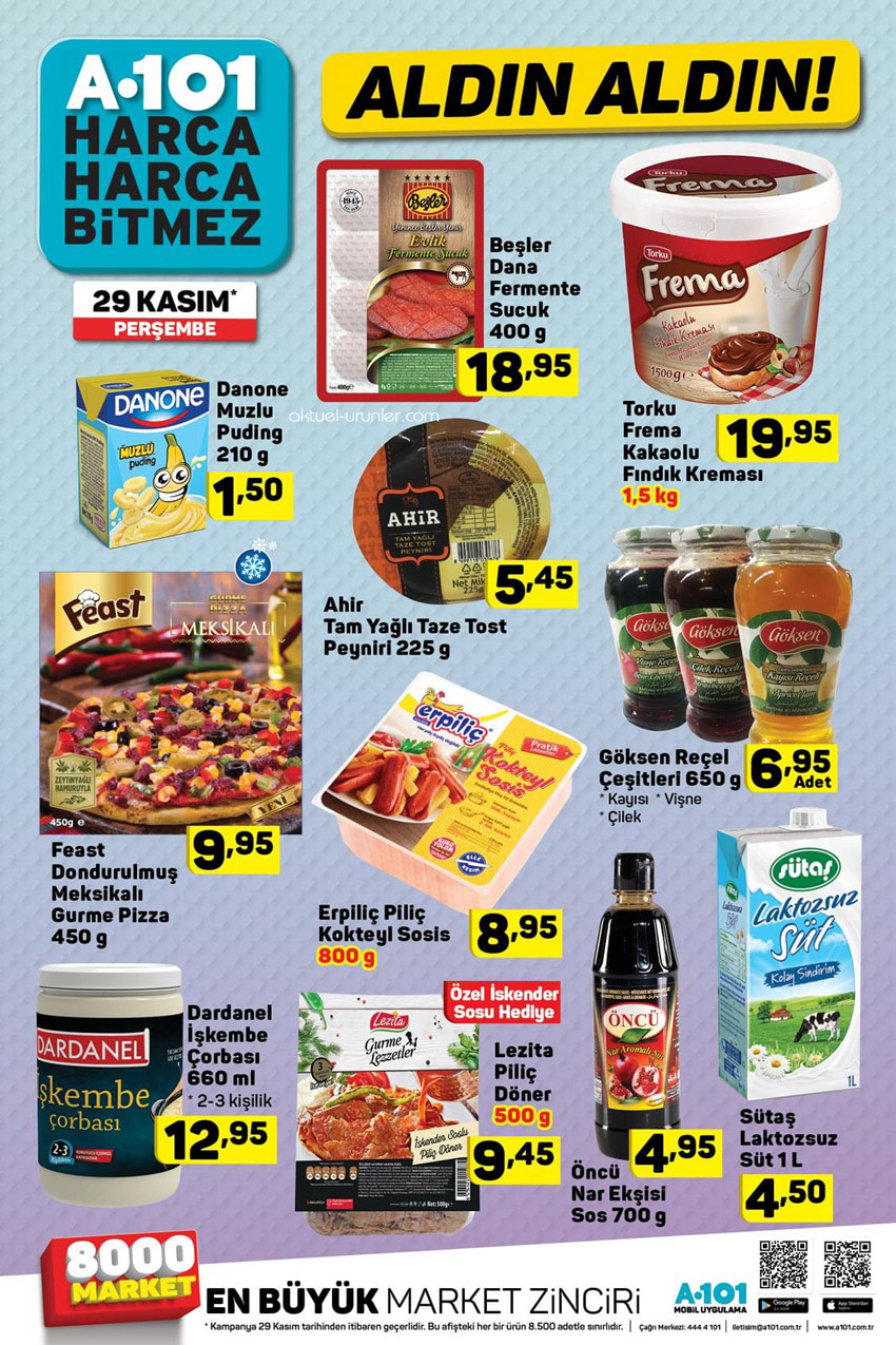 A101 29 Kasım Gıda Aktüel Ürünleri Listesi