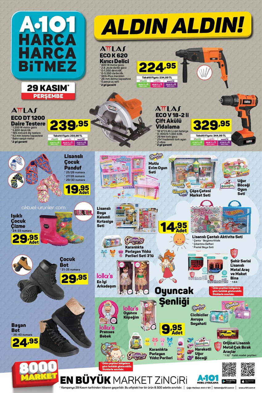 A101 29 Kasım Muhteşem Aktüel Ürünler Listesi
