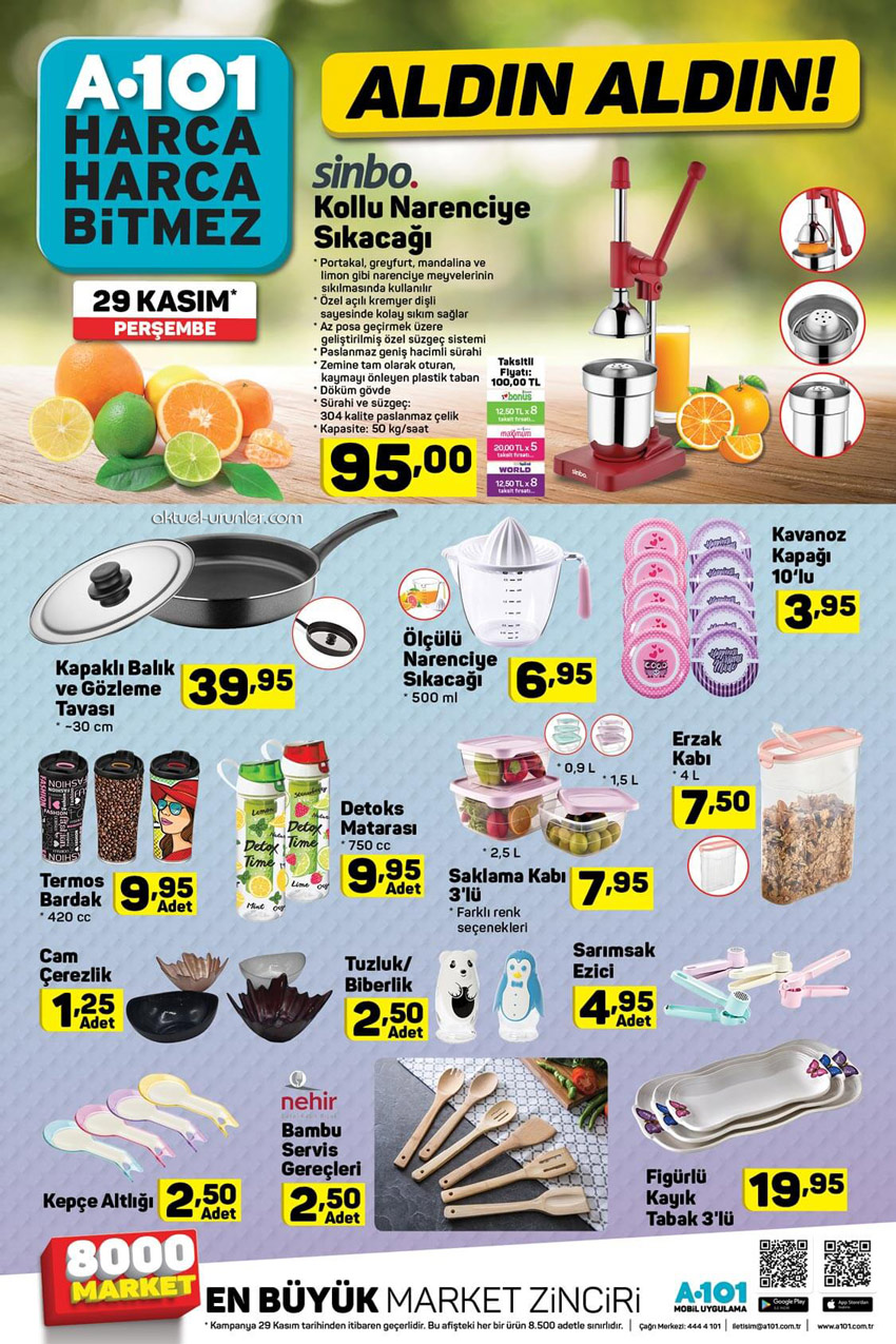 A101 29 Kasım Mutfak Aktüel Ürünler Broşürü