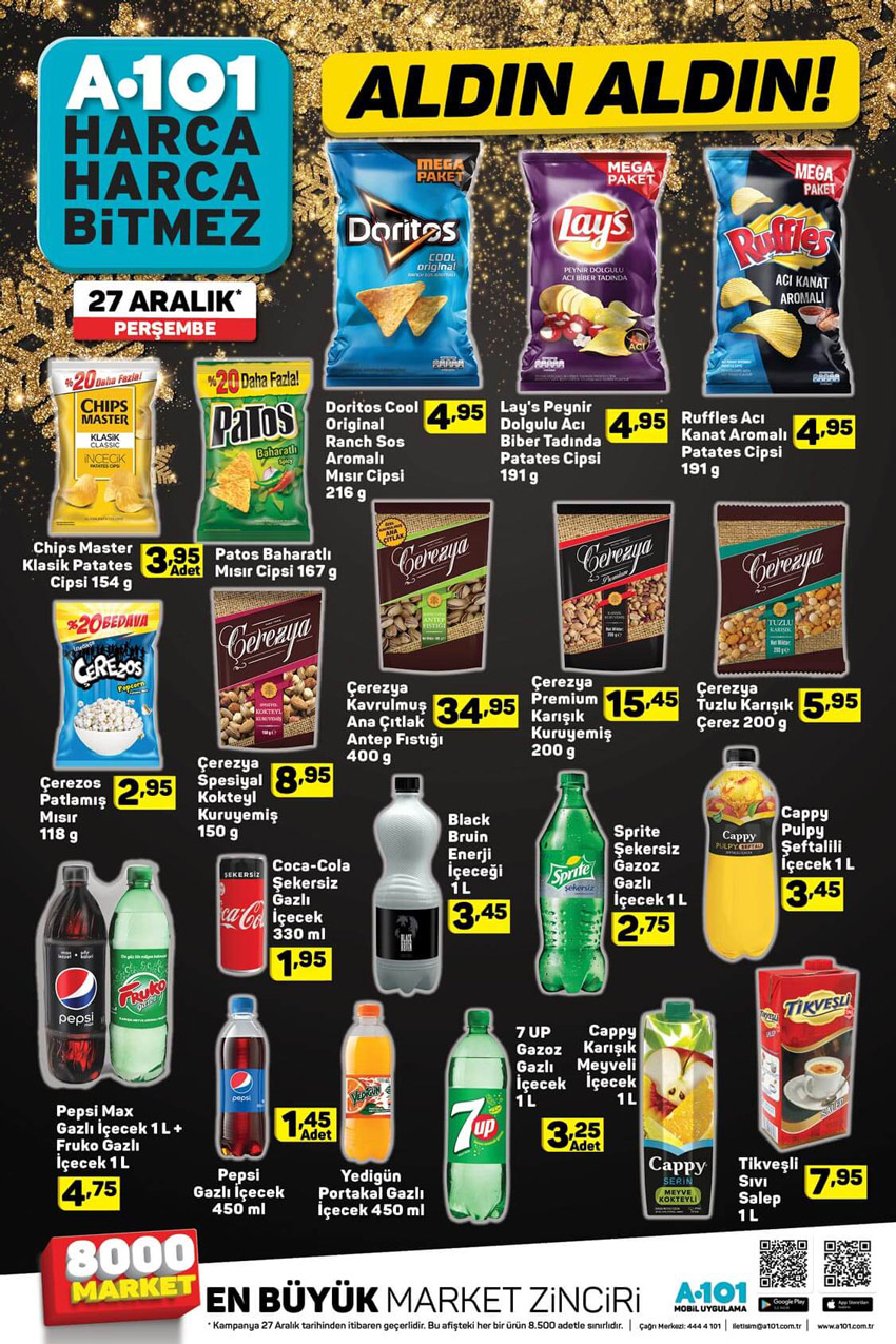 A101 27 Aralık Atıştırmalık Aktüel Ürünleri