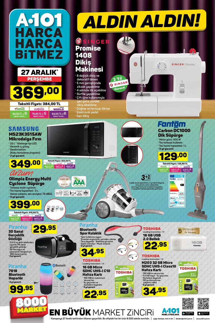 A101 27 Aralık Yeni Aktüel Ürünler Listesi