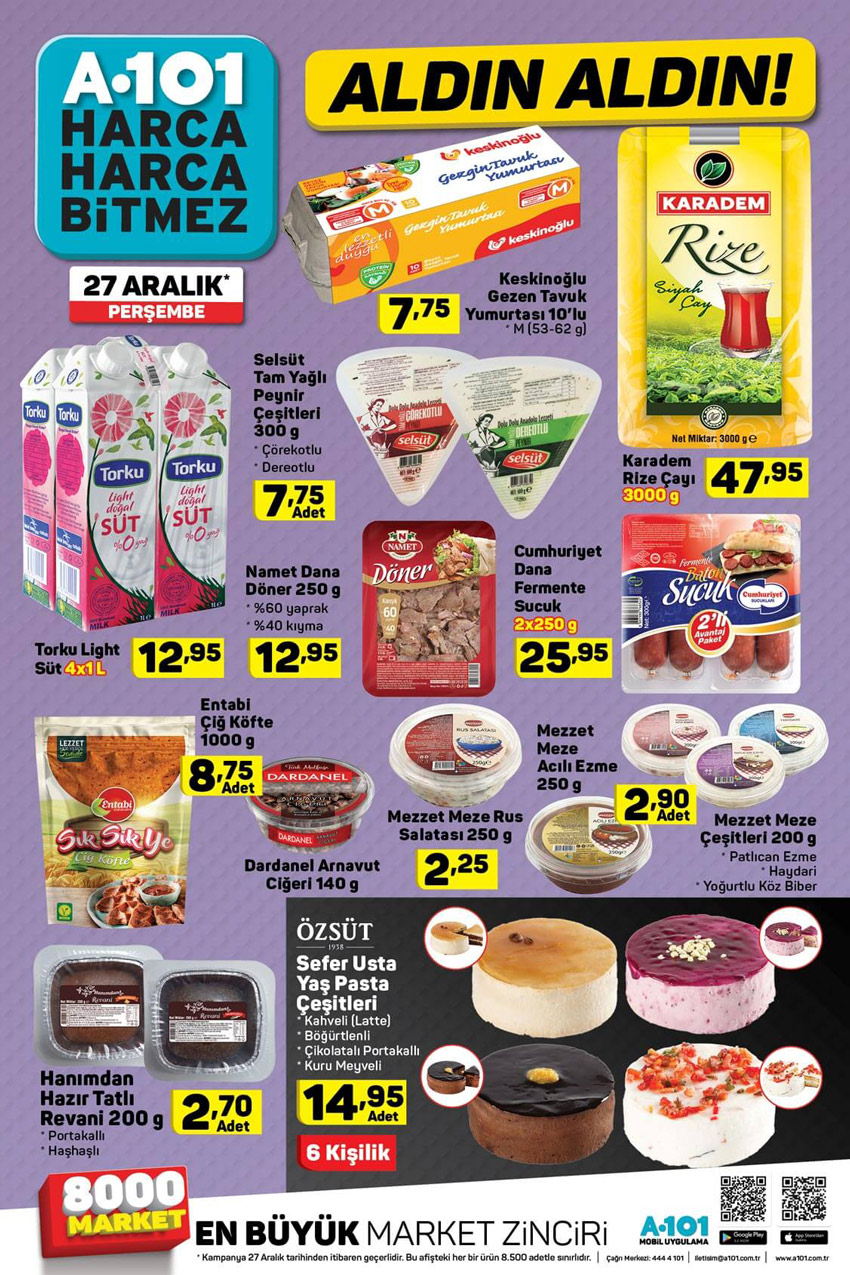 A101 27 Aralık Yiyecek Aktüel Ürünleri